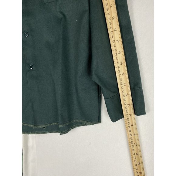 VTG 80s Washington Dee Cee DC Mens Size 14 1/2 Button Up Shirt Long Sleeve Green - Picture 9 of 10